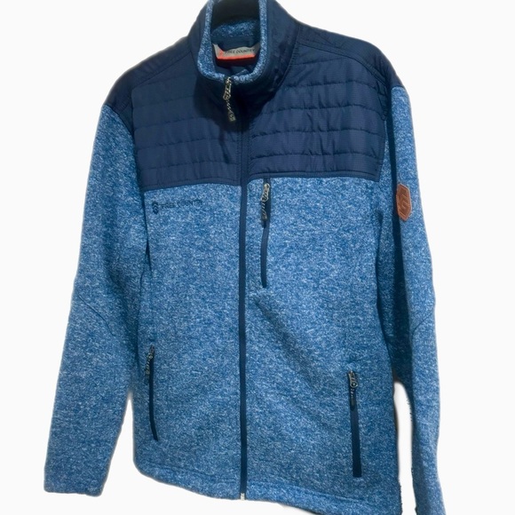 Free Country Men's Frore II Knit Fleece Jacket Sz Medium Blue Full Zip Collared - Picture 6 of 15